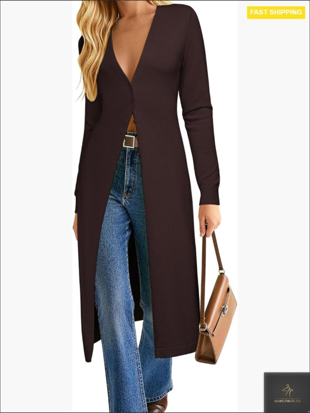 Long Cardigan Lightweight Knit Duster V-Neck Button Up Sweater Maxi Dress
